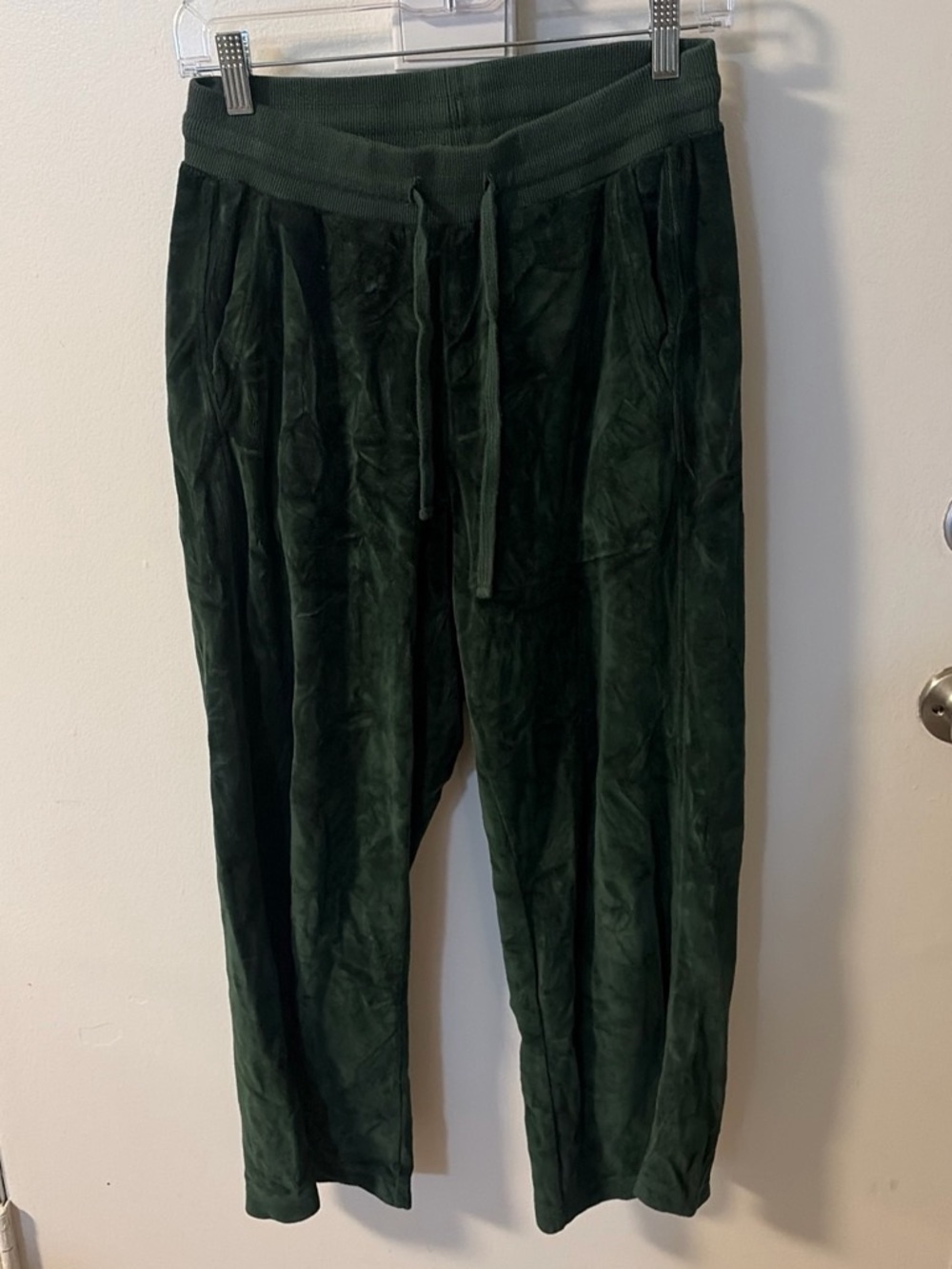 Pact Dark Green Velvet Drawstring Pants